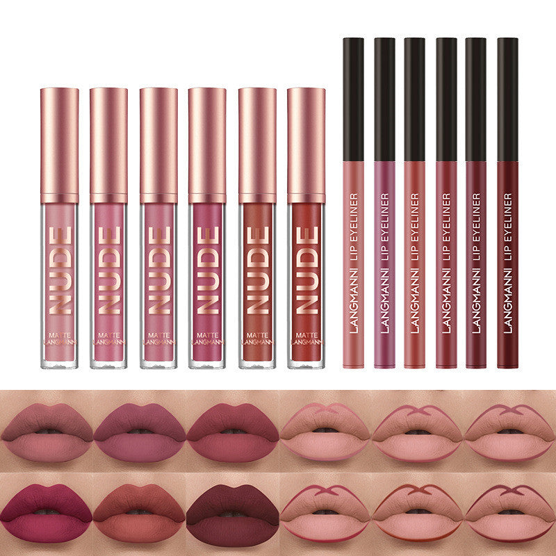 Blommea 12-Piece Lip Liner & Matte Lipstick Set – Long-Wear & Waterproof