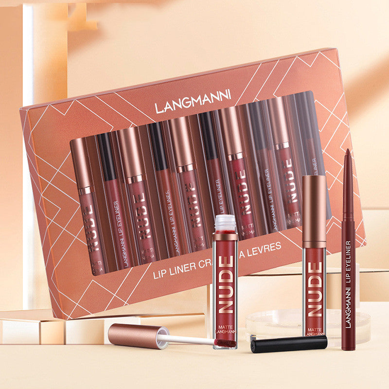Blommea 12-Piece Lip Liner & Matte Lipstick Set – Long-Wear & Waterproof